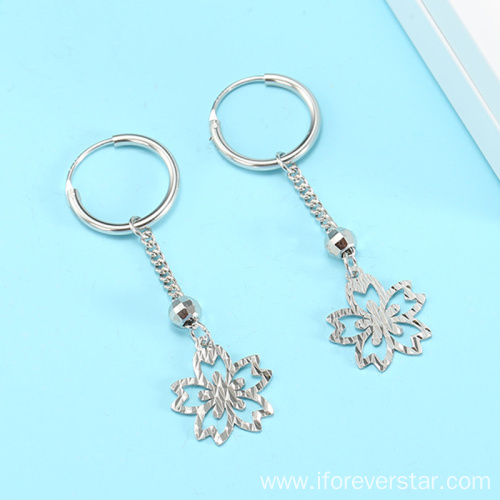 925 Sterling Silver Earrings Long Snowflake Dangle Earrings